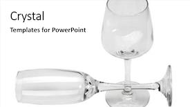  Presentation with flute - Cool new slides with close-up of an empty wine glass and a champagne flute backdrop and a white colored foreground