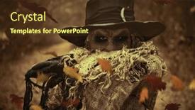  Presentation with horror evil - Presentation design enhanced with close-up-of-an-evil background and a tawny brown colored foreground