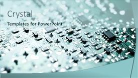  Presentation with circuit - Colorful PPT theme enhanced with close-up-of-an-integrated backdrop and a sky blue colored foreground