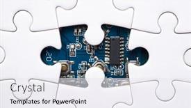  Presentation with circuit - PPT theme featuring close-up-of-an-integrated background and a sky blue colored foreground