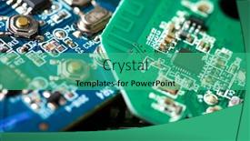  Presentation with integrated circuits - Presentation consisting of close-up-of-an-integrated background and a teal colored foreground
