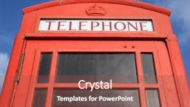  Presentation with old telephone - Amazing slide set having close up of an old english red telephone box with a blue sky backdrop and a tawny brown colored foreground
