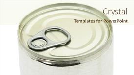  Presentation with beverage - Presentation theme featuring close up of an unopened tin can of food or beverage background and a cream colored foreground
