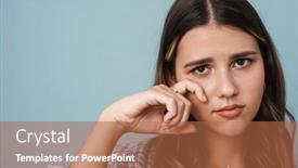  Presentation with tears - Colorful PPT theme enhanced with close-up-of-an-upset backdrop and a red colored foreground