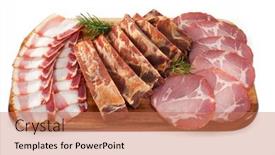  Presentation with ribs - Presentation consisting of close-up-of-appetizing-smoked background and a coral colored foreground