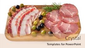  Presentation with advertising - PPT theme enhanced with close-up-of-appetizing-smoked background and a coral colored foreground