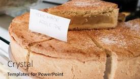  Presentation with case - Presentation design consisting of close-up-of-apple-pie background and a coral colored foreground