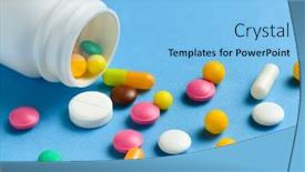  Presentation with medication - Theme with close-up-of-assorted-medicine background and a light blue colored foreground