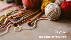  Presentation with needles - Beautiful slides featuring close up of assorted yarn backdrop and a coral colored foreground