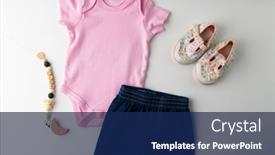  Presentation with childcare - Slide deck featuring close-up-of-baby-clothes background and a navy blue colored foreground