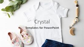  Presentation with childcare - Presentation design having close-up-of-baby-clothes background and a white colored foreground