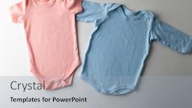  Presentation with childcare - Slide set with close-up-of-baby-clothes background and a light blue colored foreground