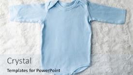  Presentation with childcare - PPT theme having close-up-of-baby-clothes background and a light blue colored foreground