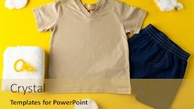  Presentation with childcare - Theme consisting of close-up-of-baby-clothes background and a yellow colored foreground