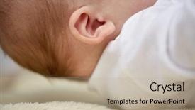  Presentation with care for people - Presentation design consisting of close up of baby ear background and a mint green colored foreground