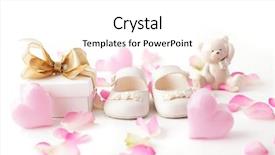  Presentation with baby shoes - Slide set enhanced with close-up of baby shoes background and a white colored foreground