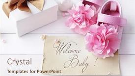  Presentation with baby shoes - Audience pleasing presentation design consisting of close-up-of-baby-shoes backdrop and a lemonade colored foreground