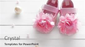  Presentation with baby shoes - Slide deck having close-up-of-baby-shoes background and a light gray colored foreground