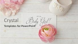  Presentation with baby shoes - Cool new slide deck with close-up-of-baby-shoes backdrop and a light gray colored foreground