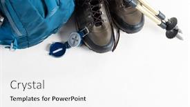  Presentation with trekking - PPT theme having close-up-of-backpack-trekking background and a white colored foreground