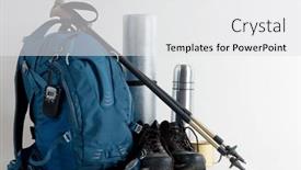  Presentation with trekking - Presentation theme enhanced with close-up-of-backpack-trekking background and a white colored foreground
