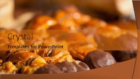  Presentation with foods - Beautiful PPT layouts featuring close-up of baked sweet foods at counter backdrop and a gold colored foreground