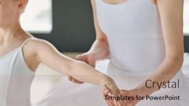  Presentation with supporting - PPT theme enhanced with close-up-of-ballet-instructor background and a coral colored foreground