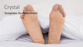  Presentation with feet - PPT theme consisting of close up of bare feet in bed at home background and a lemonade colored foreground