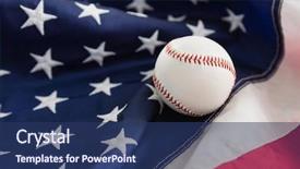  Presentation with american flag - Beautiful presentation theme featuring close-up of baseball ball backdrop and a  colored foreground