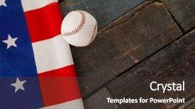  Presentation with american flag - Amazing PPT theme having close-up of baseball ball backdrop and a  colored foreground