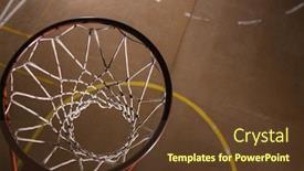  Presentation with basketball court - Audience pleasing PPT theme consisting of close-up-of-basketball-hoop backdrop and a tawny brown colored foreground