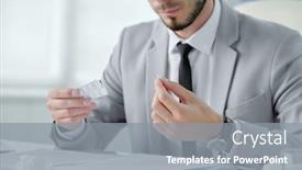  Presentation with gray - PPT theme with close-up-of-bearded-businessman background and a gray colored foreground