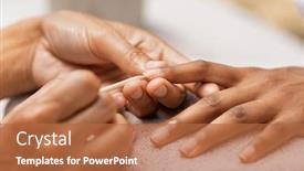  Presentation with wooden stick - Audience pleasing slide set consisting of close-up-of-beautician-hands backdrop and a red colored foreground
