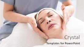  Presentation with beautician - PPT layouts with close-up-of-beautician-massaging background and a lemonade colored foreground