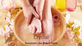  Presentation with fluid - Audience pleasing slide deck consisting of pedispa - close-up of beautiful female feet backdrop and a coral colored foreground