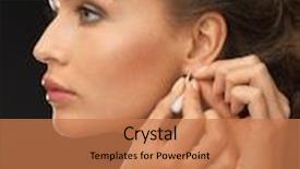  Presentation with diamond - Beautiful slides featuring close up of beautiful woman wearing shiny diamond earrings backdrop and a coral colored foreground