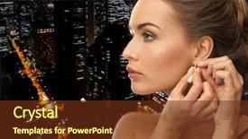  Presentation with diamond - PPT theme featuring close up of beautiful woman wearing shiny diamond earrings background and a tawny brown colored foreground