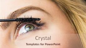  Presentation with eyelashes - Slides having close-up of beautiful woman applying mascara on eyelashes background and a lemonade colored foreground