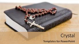  Presentation with rosary - Theme having close-up of bible background and a coral colored foreground