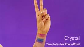  Presentation with lgbt - Presentation theme consisting of close-up-of-biracial-man background and a violet colored foreground