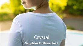  Presentation with tshirt - Presentation theme featuring close-up-of-biracial-woman background and a seafoam green colored foreground