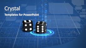  Presentation with black technology - Colorful PPT layouts enhanced with close up of black dice backdrop and a ocean colored foreground