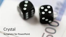  Presentation with gambling - Cool new PPT layouts with close up of black dice backdrop and a white colored foreground