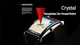  Presentation with gps - PPT theme with close up of black smart watch with gps navigator background and a black colored foreground