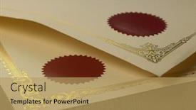  Presentation with certificate - Audience pleasing slide deck consisting of close up of blank certificate on the wooden table backdrop and a coral colored foreground