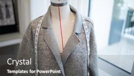  Presentation with mannequin - PPT theme enhanced with close-up-of-blazer background and a dark gray colored foreground