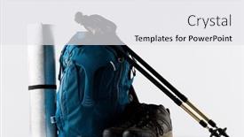  Presentation with trekking - Slide set having close-up-of-blue-backpack background and a white colored foreground