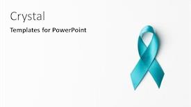  Presentation with healthcare blue ribbon - PPT layouts consisting of close-up-of-blue-ribbon background and a white colored foreground