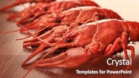  Presentation with crawfish boil - Audience pleasing PPT theme consisting of close up of boiled crawfish backdrop and a tawny brown colored foreground