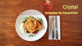  Presentation with food fish - Slides with close up of breaded fish background and a tawny brown colored foreground